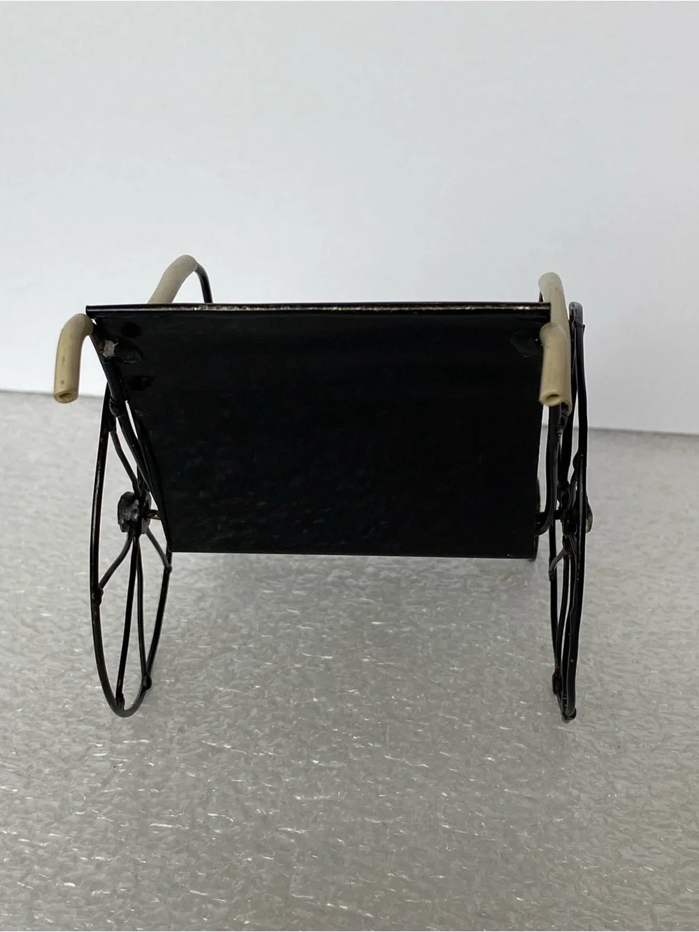 Vintage Dollhouse Accessory Black Metal Wheelchair For Dolls